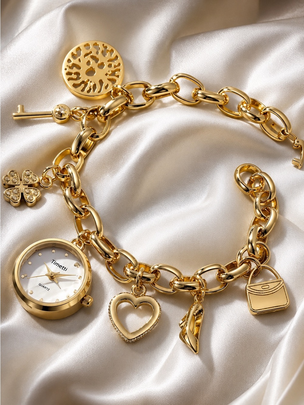 Gold Charm Bracelet Watch for Women - Picture 2 of 4